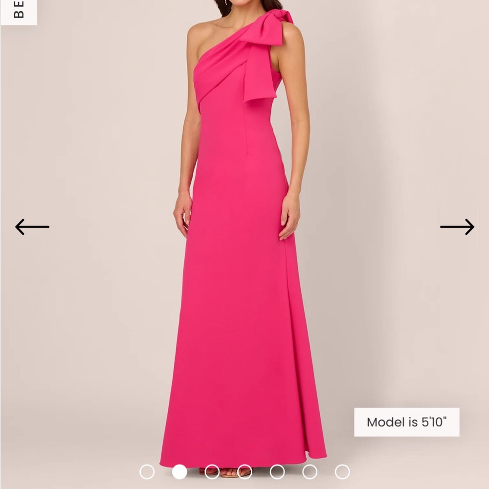 Pink adrianna papell one shoulder maxi dress